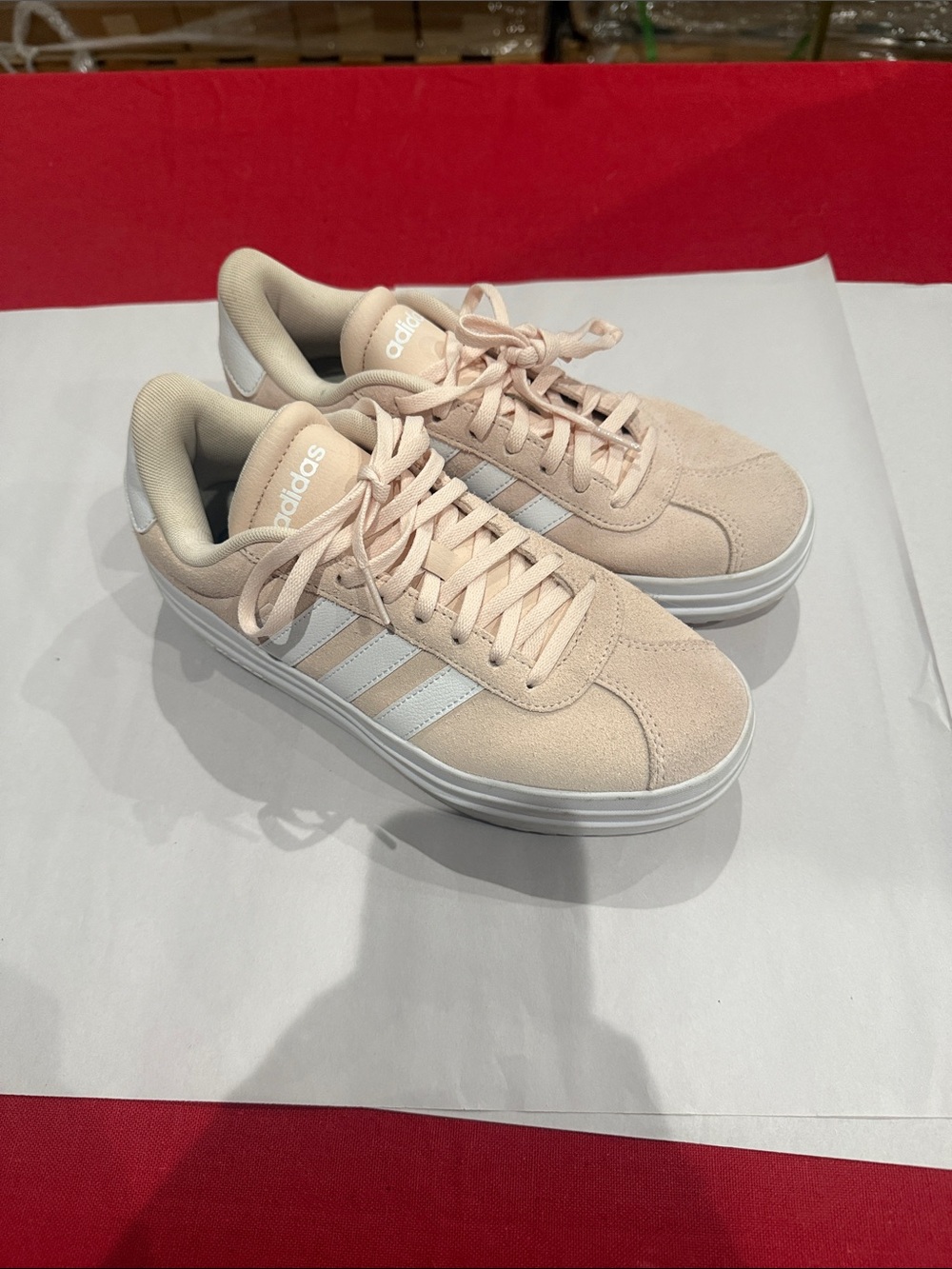 adidas Women's Suede Platform Sneakers in Light Pink and White